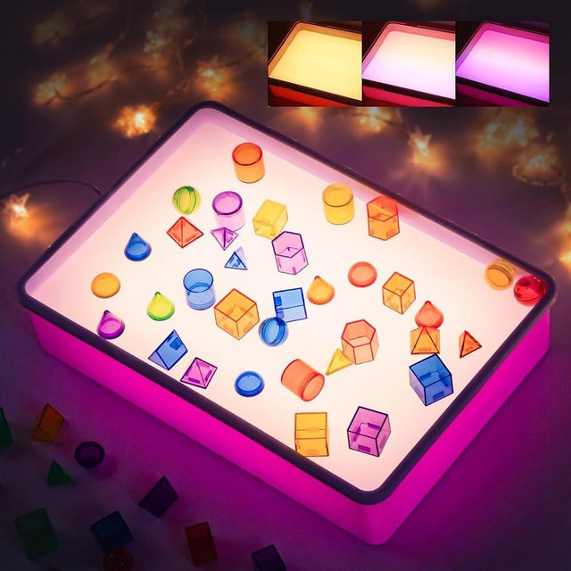 PreTrans Sand Painting Light Box – Kids Light Table for Creative Art, 3 Color Temperatures & 10 Brightness Levels, Classroom & Home Use (Purple)