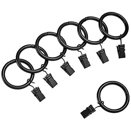 AmazonBasics Curtain Rod Clip Rings for 1" Rod, Set of 7, Black