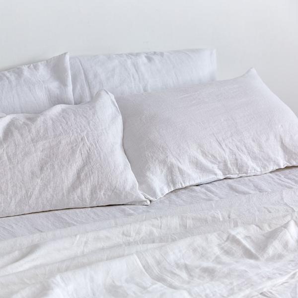100% Linen Flat Sheet in White (QUEEN)