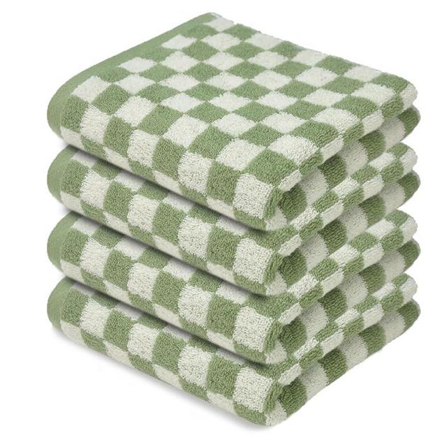 YXWXY Funny Hand Towels 14"X30" Set of 4 Green Washcloths Face Towels for Bathroom Spa Bath Gym Kitchen 100% Cotton Absorbent Soft Cute Towels Decorative for Bohemian Rustic Farmhouse Decor