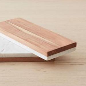 marble and acacia wood cheese board