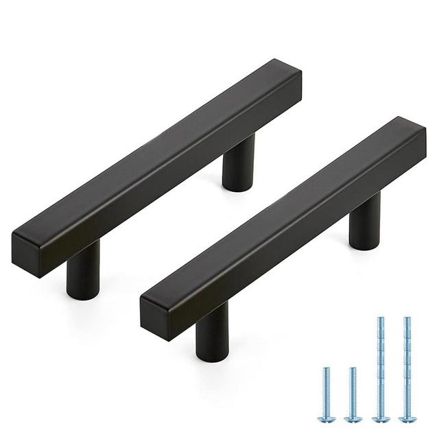 JOY DECOR 30 Pack 3 Inch Matte Black Square Cabinet Handles Stainless Steel Cabinet Hardware Pulls for Kitchen and Drawers with 5 Inch Overall Length