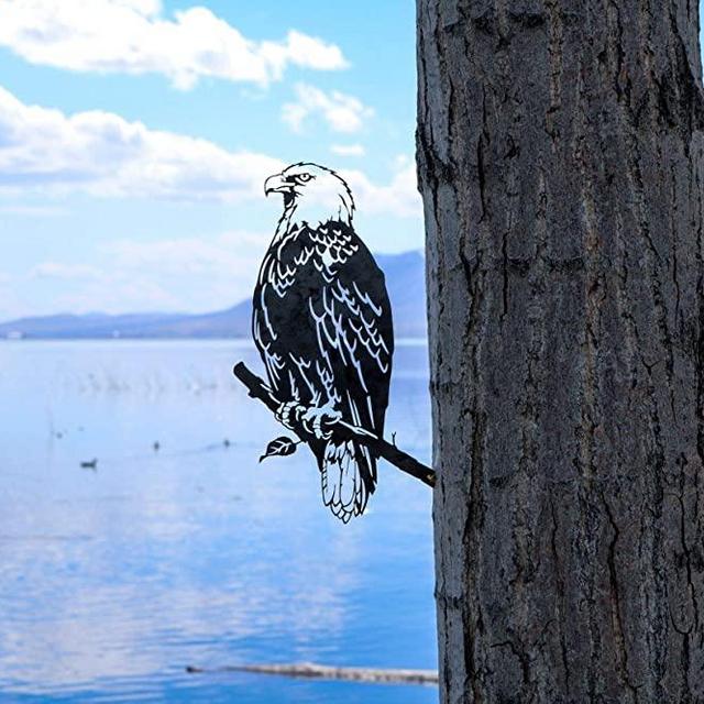 Steel Bald Eagle Decoration | Metal Art | Garden Art | Backyard Art | Tree Art | Silhouette Art | Corten Steel | Patina Rust