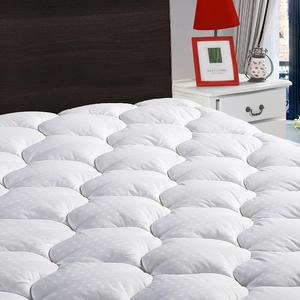 TEKAMON - LEISURE TOWN Queen Mattress Pad Cover Cooling Mattress Topper Cotton Top Pillow Top with Snow Down Alternative Fill (8-21”Fitted Deep Pocket)