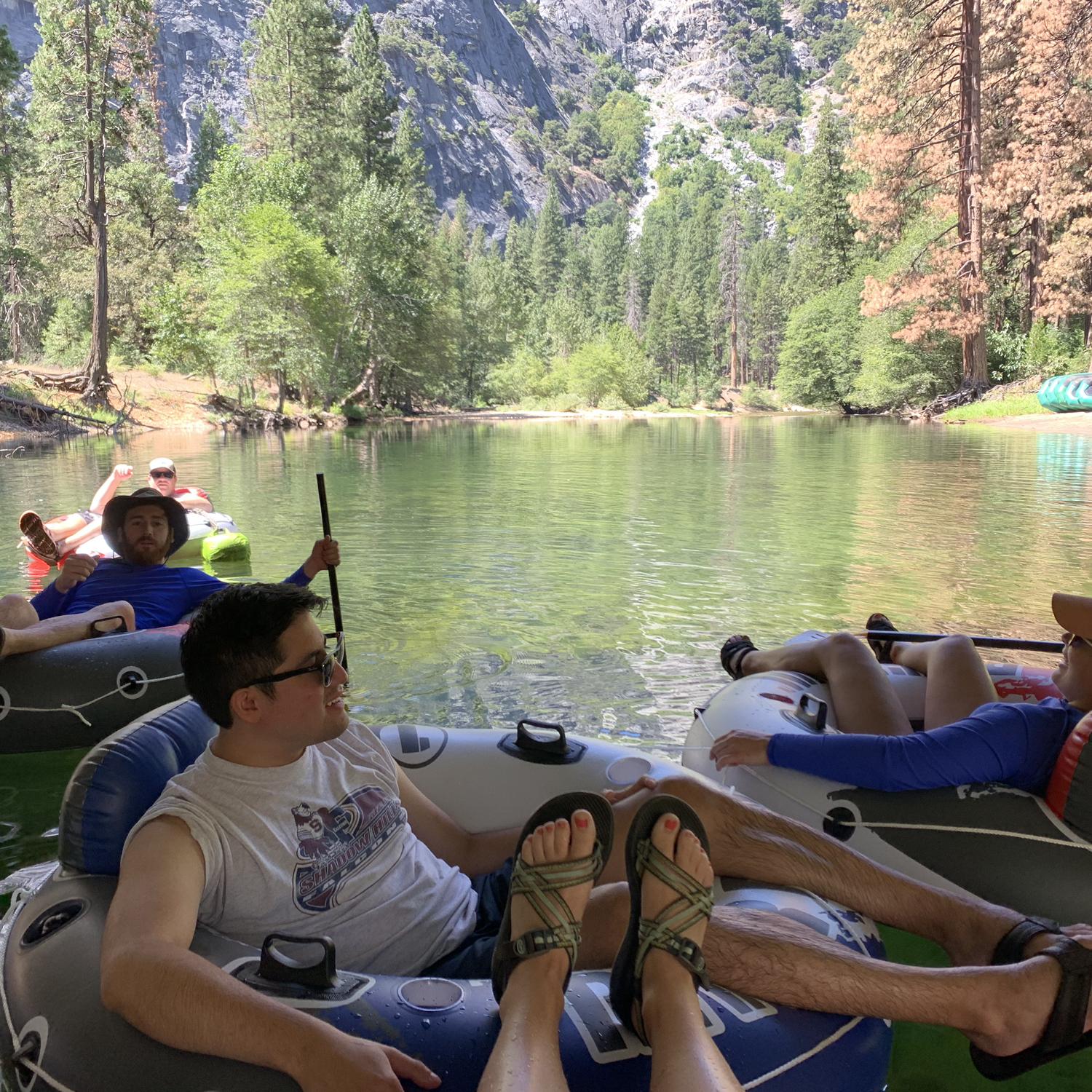 Floating the Merced River in Yosemite.