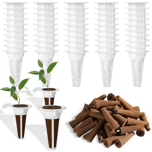 100 Pieces Hydroponic Growing Kit Plant Seed Starter Pods Kit with 50 Pieces Replacement Grow Sponges 50 Pieces Seed Grow Baskets for Seed Starting Root Growth