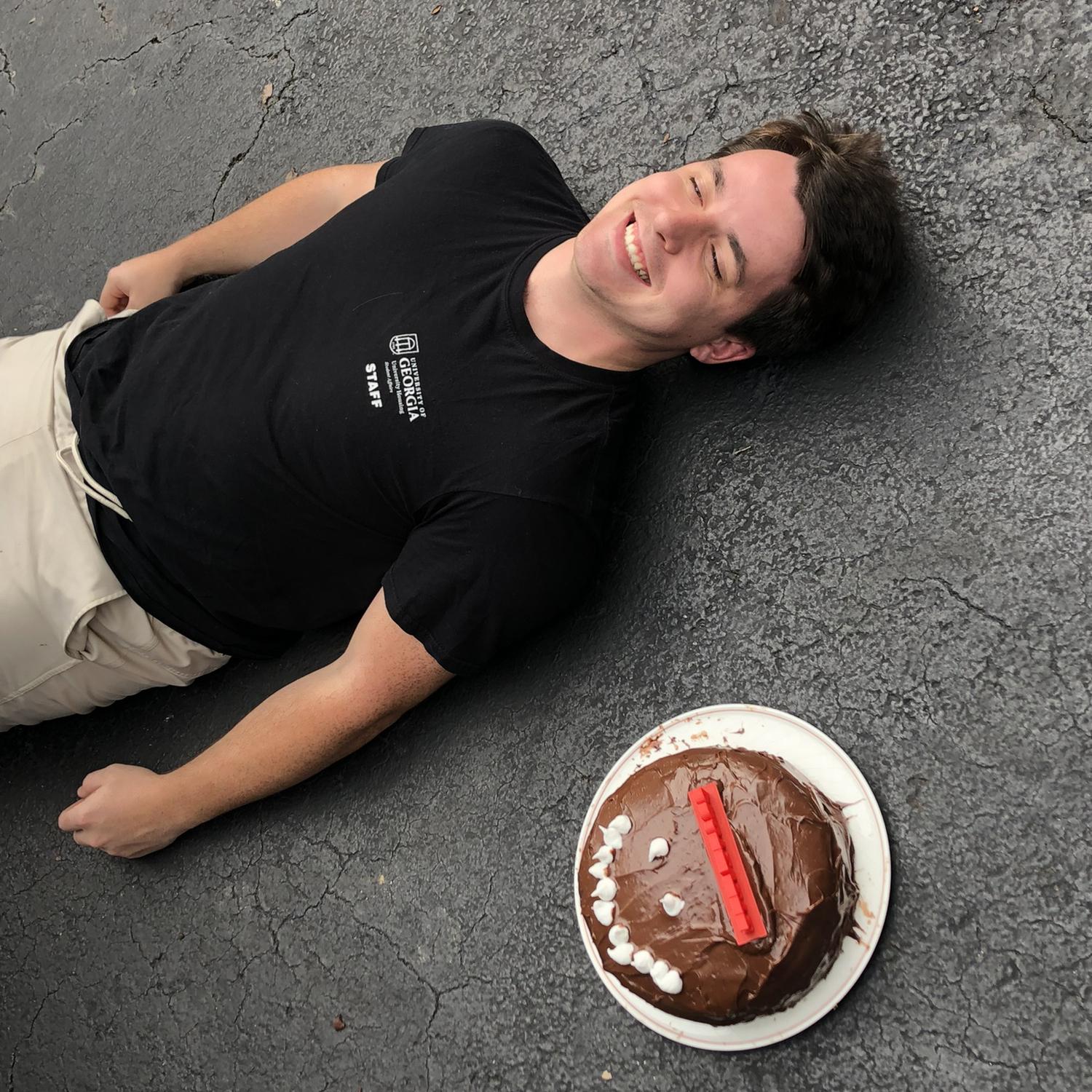 AJ baked this cake for Rachel’s first day at her job.