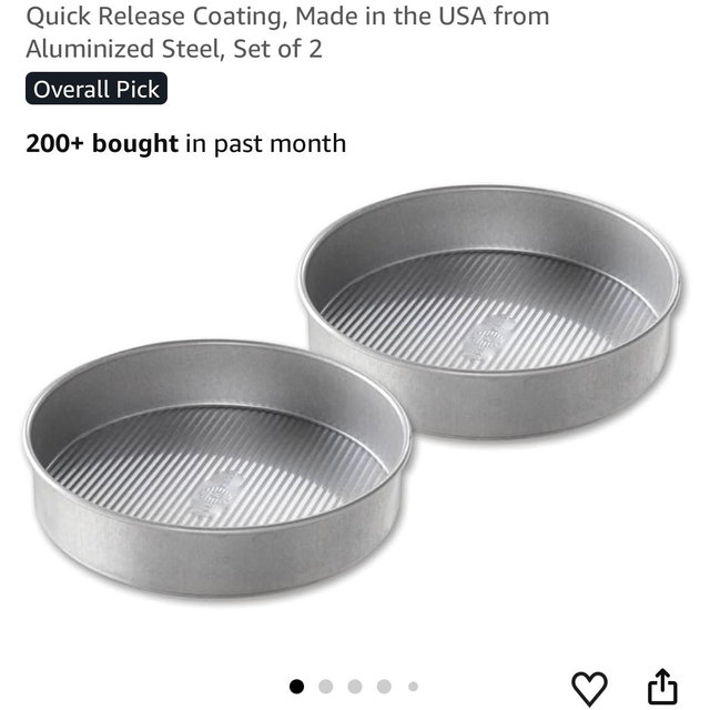USA Pan Bakeware Round Cake Pan, 9 inch, Nonstick & Quick Release Coating, Made in the USA from Aluminized Steel, Set of 2