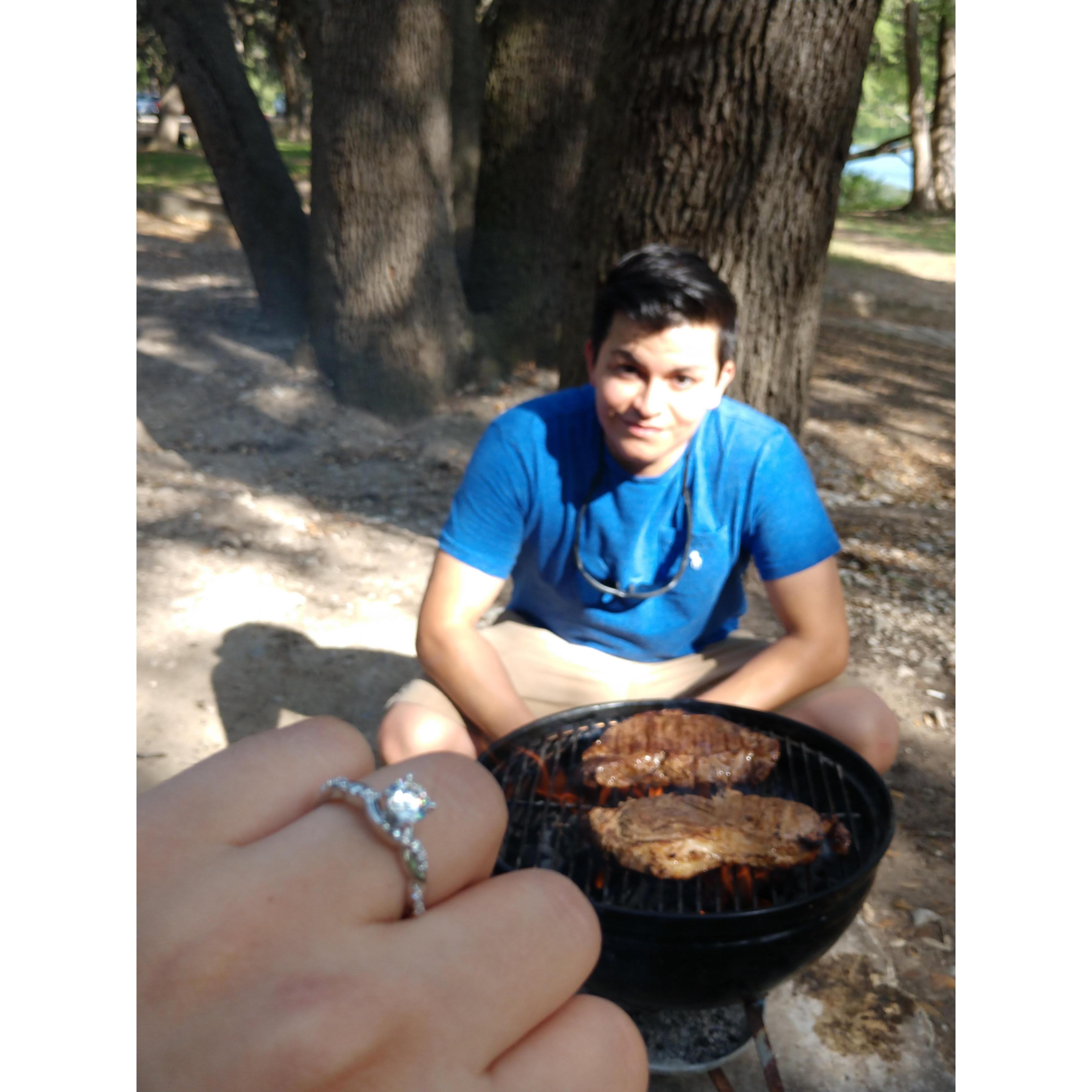 In Utopia, TX when he proposed.