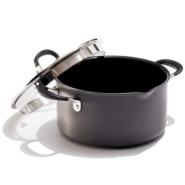 OXO Frying Pan Stock Pot with Lid, 6QT, Black