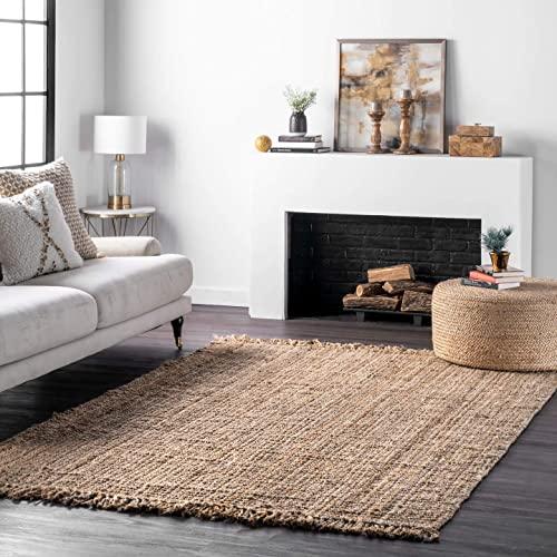 nuLOOM Natura Collection Chunky Loop Jute Area Rug, 8' 6" x 11' 6", Natural