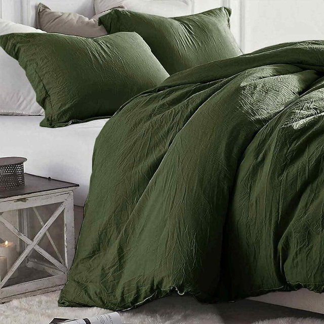 Comforter King Size Dark Olive Green, 3 Piece Soft Modern Bedding Set & Collections, Lightweight All Season Bed Quilt Blanket with 2 Pillow Shams for Women Men