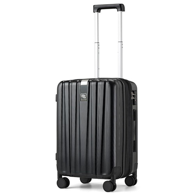 Hanke 20 Inch Expandable Carry on Luggage 22x14x9 Airline Approved Lightweight PC Hard Shell Suitcases with Wheels Travel Luggage Rolling Suitcase Travel Luggage Bag for Weekender(Jet Black)