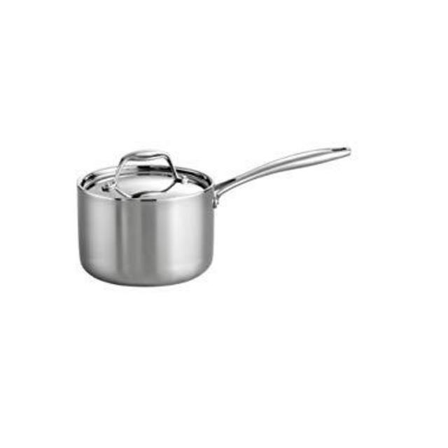 Tramontina 80116/022DS Gourmet Stainless Steel Induction-Ready Tri-Ply Clad Covered Sauce Pan, 2-Quart, NSF-Certified, Made in Brazil