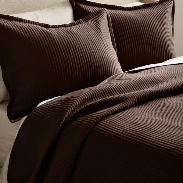 Organic Cotton Matelasse Coverlet - Espresso, King/Cal King