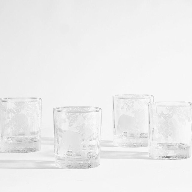 Fantastical Forest Double Old Fashioned Glasses, Set of 4 - Clear
