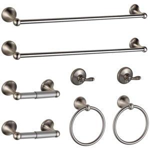 BGL Bathroom Hardware Set Brushed Nickel Adjustable Expandable Bath Towel Bars Bathroom Accessory Set Towel Racks 8-Pieces Wall Mount