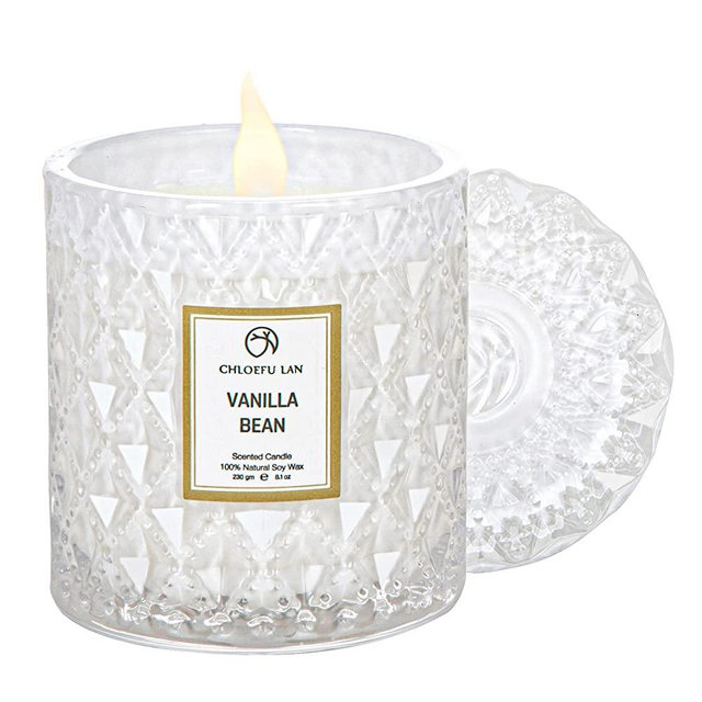 Chloefu LAN Vanilla Bean Highly Fragranced Candle Gifts for Women, Natural Wax Candle for Home Scented, Up to 55 Hour Burn time - 8.1 Ounce Premium Soy Wax