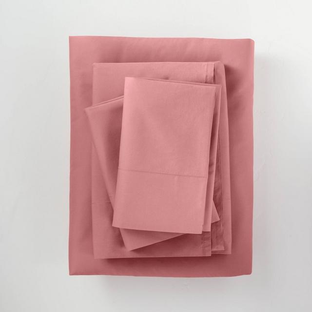 King Washed Supima Percale Solid Sheet Set Rose - Casaluna™