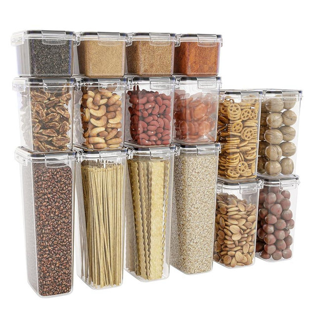 Airtight Food Storage Containers With Lids,16 PCS With Label,BPA Free Cereal Containers Storage,Plastic Pantry and Kitchen Organizers and Storage for Dry Goods,Chip,Grain Sugar and Flour Organizing