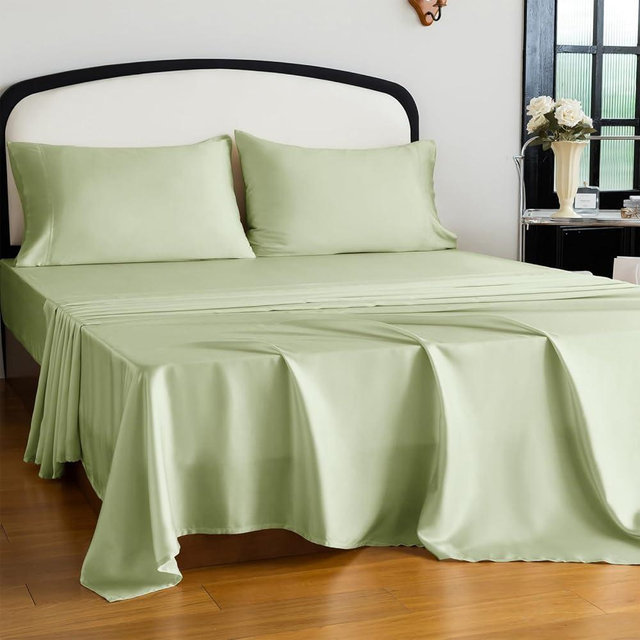 Homilay Queen Size Tencel Lyocell Cooling Sheets, Silky Soft Sheet Set with 16 Inch Deep Pocket, Breathable Eucalyptus Bedding for Hot Sleepers, Sage Green