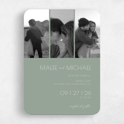 Green Rounded Wedding Invitation - Fountaine Multiphoto