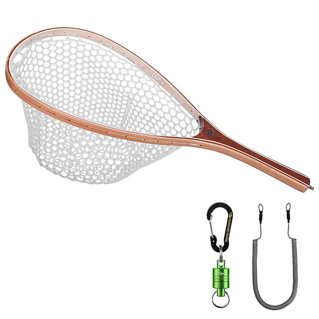 SF Fly Fishing Landing Net Soft Rubber Mesh Trout Net Catch and Release Net