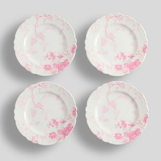 LoveShackFancy Pink Rose Appetizer Plates, Set of 4