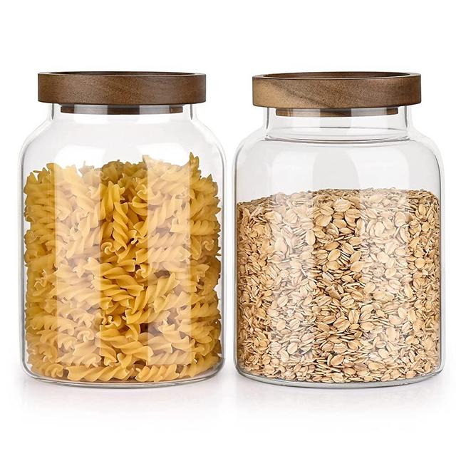 Yangbaga 2PCS Large Glass Storage jar , 86 FL Glass Food Canister Container with a Sealed Lid , BPA-Free Grain Dispenser Container for Flour/Pet Snacks/Egg/Coffee/Candy