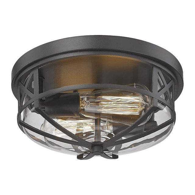 Darkaway Flush Mount Ceiling Light Fixtures Ceiling with Clear Glass Shade, Indoor Outdoor Ceiling Light for Hallway Entryway Bedroom Porch Kitchen 2-Light E26