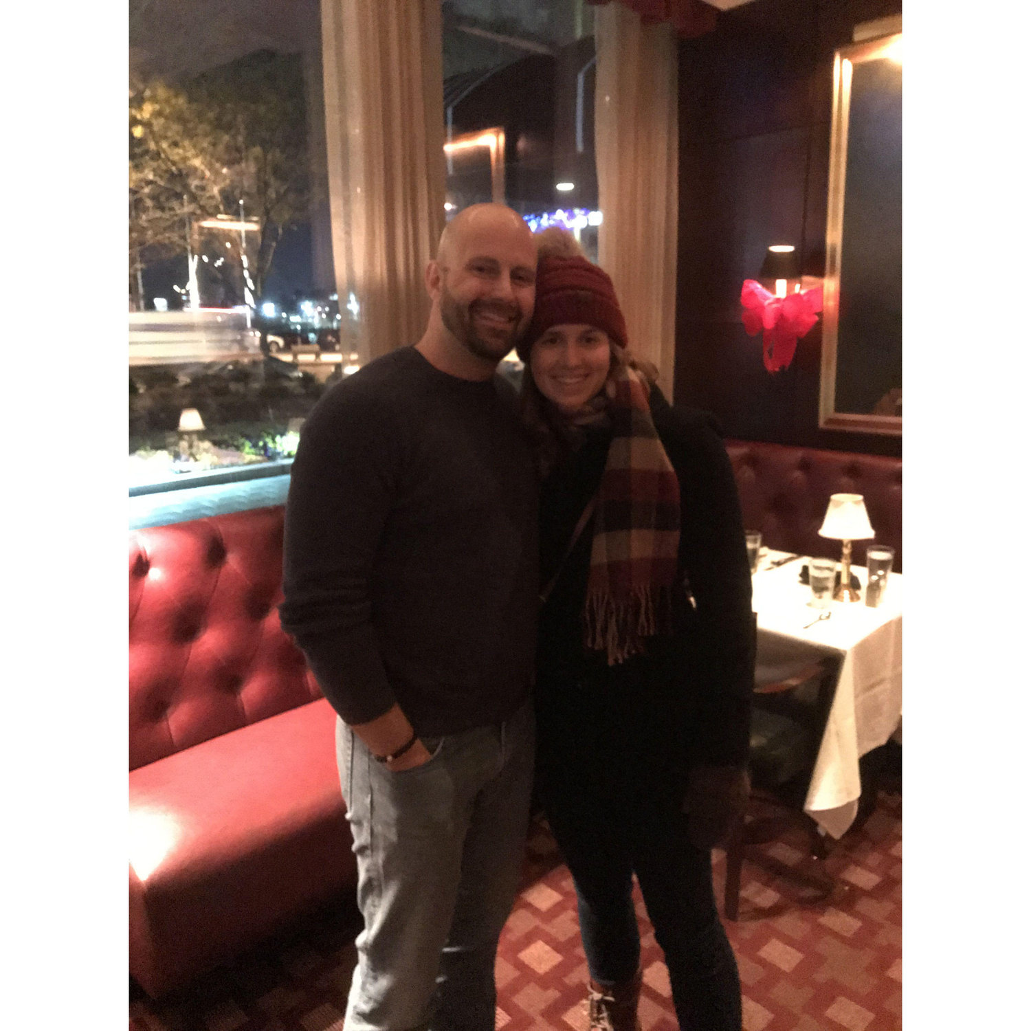 Date night in Baltimore. Josh picked one of the best steakhouses in town...so Michelle could order salmon.