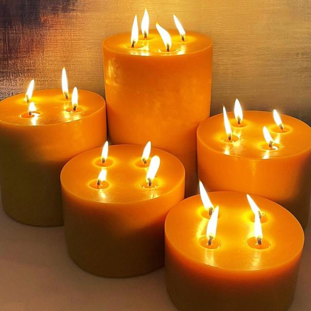 Beeswax Pillar Candles Six Inch Wide /...