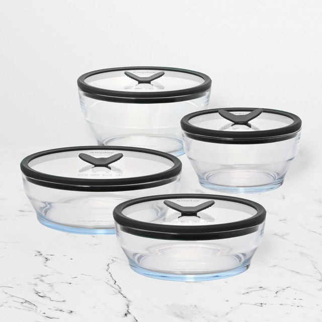 Anyday Clear Glass Cookware and Storage, Set of 8, Black Sesame