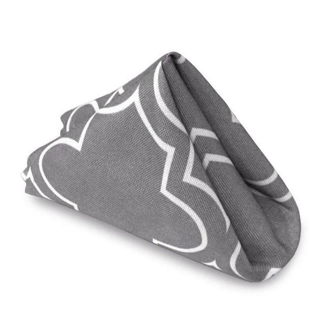 AooHome Set of 4 Oversized 17x17 Inch Polyester Cloth Napkins Geometric Quatrefoil Design, Ideal for Wedding Party Restaurant Dinner Regular Home Use, Washable, Charcoal