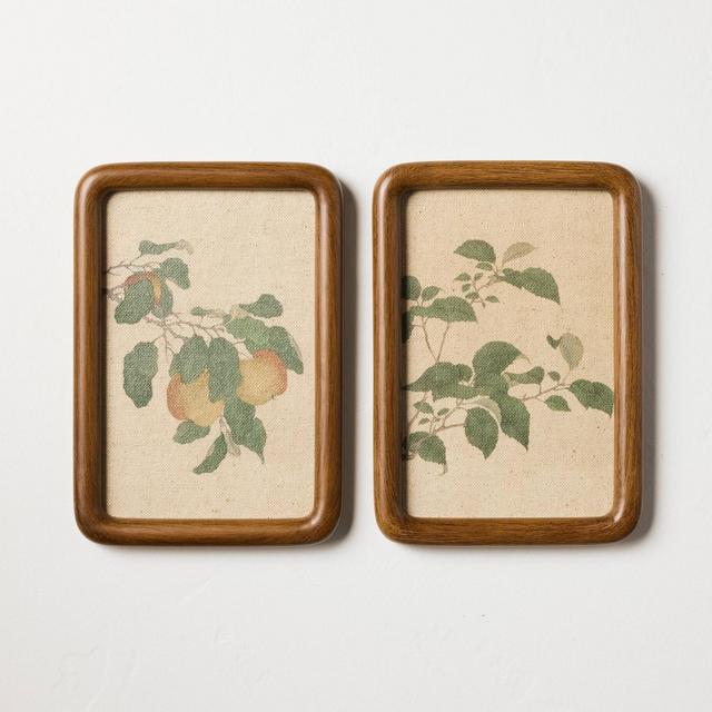 2pk 7"x10" Leafy Fruit Set Wall Art Framed - Hearth & Hand™ with Magnolia