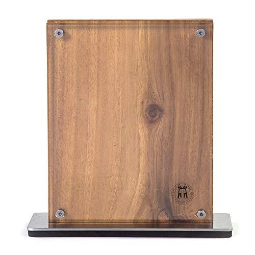 Schmidt Brothers - Acacia Midtown Magnetic Knife Block, Universal Cutlery Storage For 8-10, Acacia Hardwood and Acrylic Shield