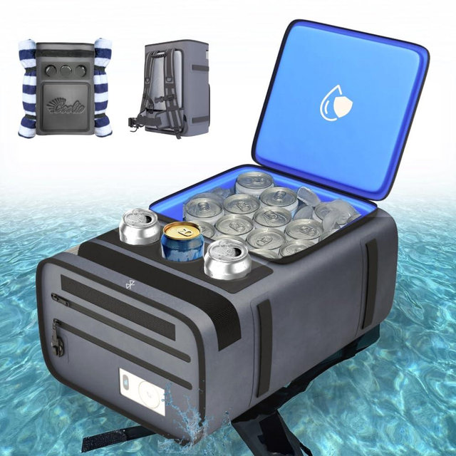 COOLIO Backpack Cooler 10,000mAh Battery, Play Music, 18-Can Waterproof Cooler for Beach, Camping, Fishing, Picnics, and Hiking – Keeps Food and Drinks Cold for Hours