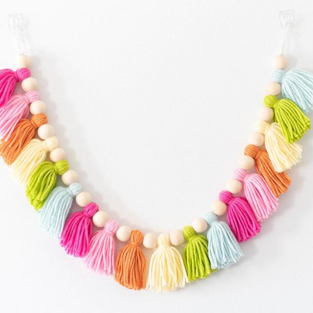 CUSTOM Tassel Garland with Wood Beads for Birthday High Chair, Crib, Kid's Bedroom and Nursery Decor