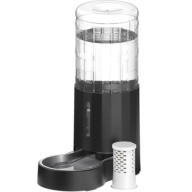 CZPET 2.5 Gallon Dog Water Bowl Dispenser,Filter Automatic Dog and Cat Water Dispenser with Stainless Steel Bowl, Gravity Waterer, Large Capacity, and Quiet Drinking Area for Pets (9.5L,Black)
