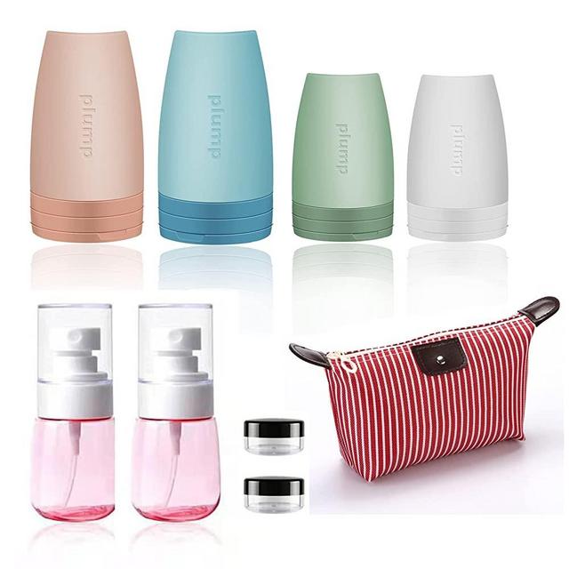 GlamChics Silicone Refillable Travel Bottles Set, Leak Proof Travel Size containers For Toiletries,TSA Approved Silicone Travel Accessories for Shampoo Conditioner Lotion Liquids(BPA Free)
