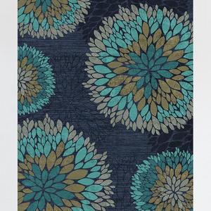 Floral Medallion Navy Rug