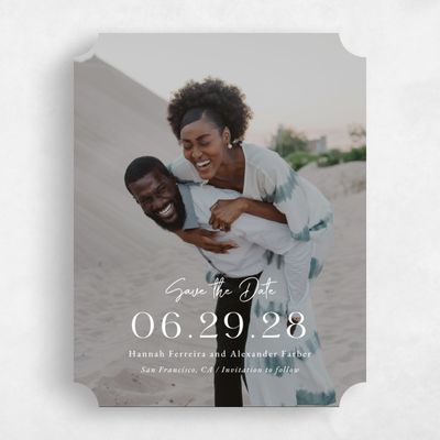 White Ticket Wedding Save the Date - Milford Photo