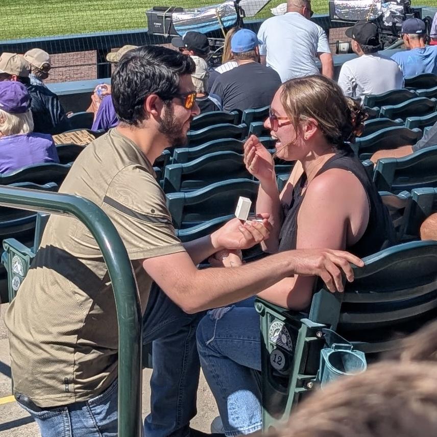 Nick: “Will you marry me?” Morgan: “Yes, are you kidding!?”