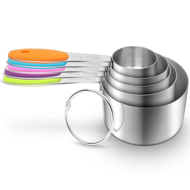Measuring Cups Set Stainless Steel-Measuring Spoon Liquid Stackable Metric Measuring Scoop for Baking or Cooking,Kitchen Cake Decorating Supplies Measuring Cup Organizer