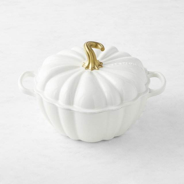 Le Creuset Enameled Cast Iron Pumpkin Cocotte, 4-Qt., White