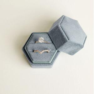 Dusty Blue Velvet Ring Box