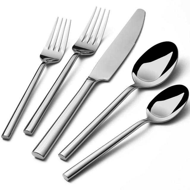 Alata Potter 40-Piece Forged Silverware Set Stainless Steel Flatware Set Cutlery Set, Service for 8, Mirror Finish, Dishwasher Safe