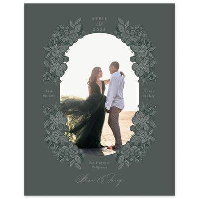 Dark Seaweed, Green Wedding Digital Save the Date - Siena Portrait