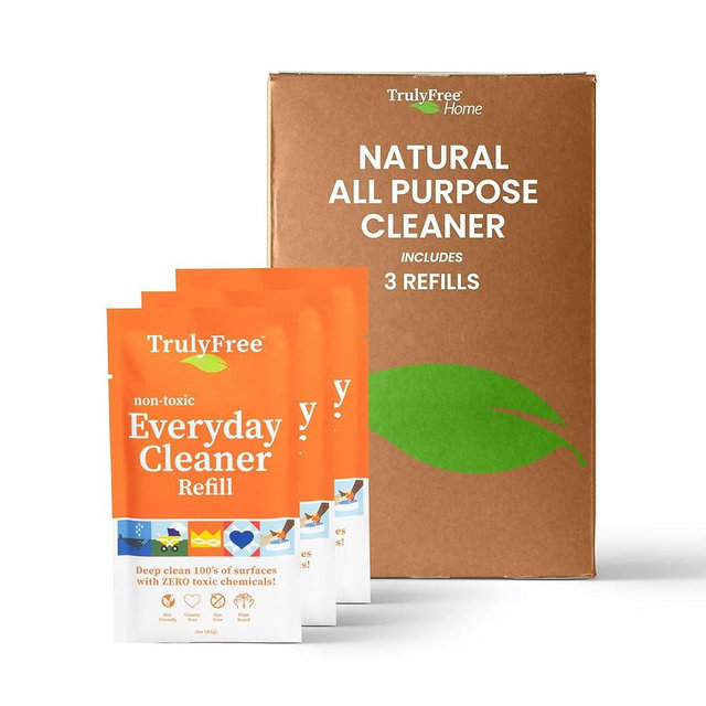 Truly Free Everyday Cleaner - Multipurpose Cleaner Spray, Kitchen Counter Cleaner, Natural Cleaning Products, Multi-Surface Household Solution - Pack of 3