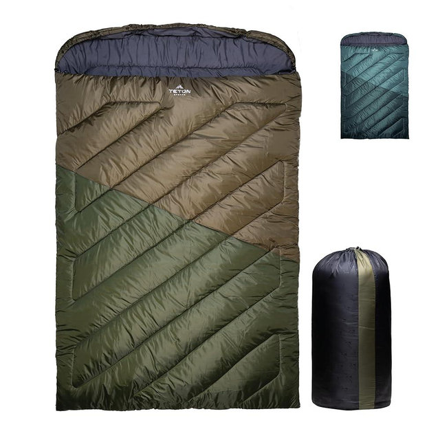 TETON Mammoth, 20 Degree and 0 Degree Sleeping Bags, Double Sleeping Bag, A Warm Bag the Whole Family can Enjoy. Great Sleeping Bag for Camping, Hunting and Base Camp. Compression Sack Included